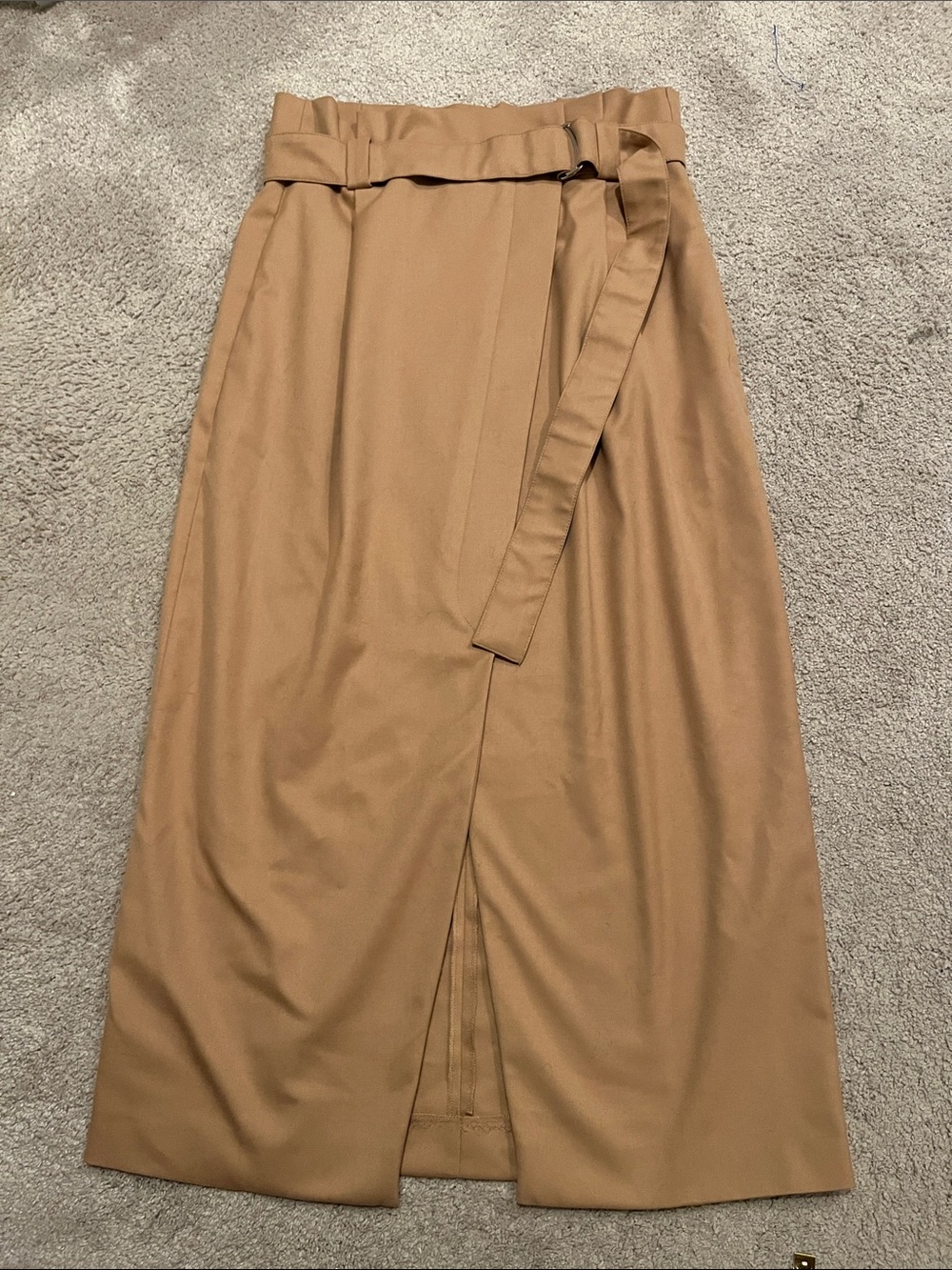 Marella Women's Skirt Khaki Paper Bag Style
